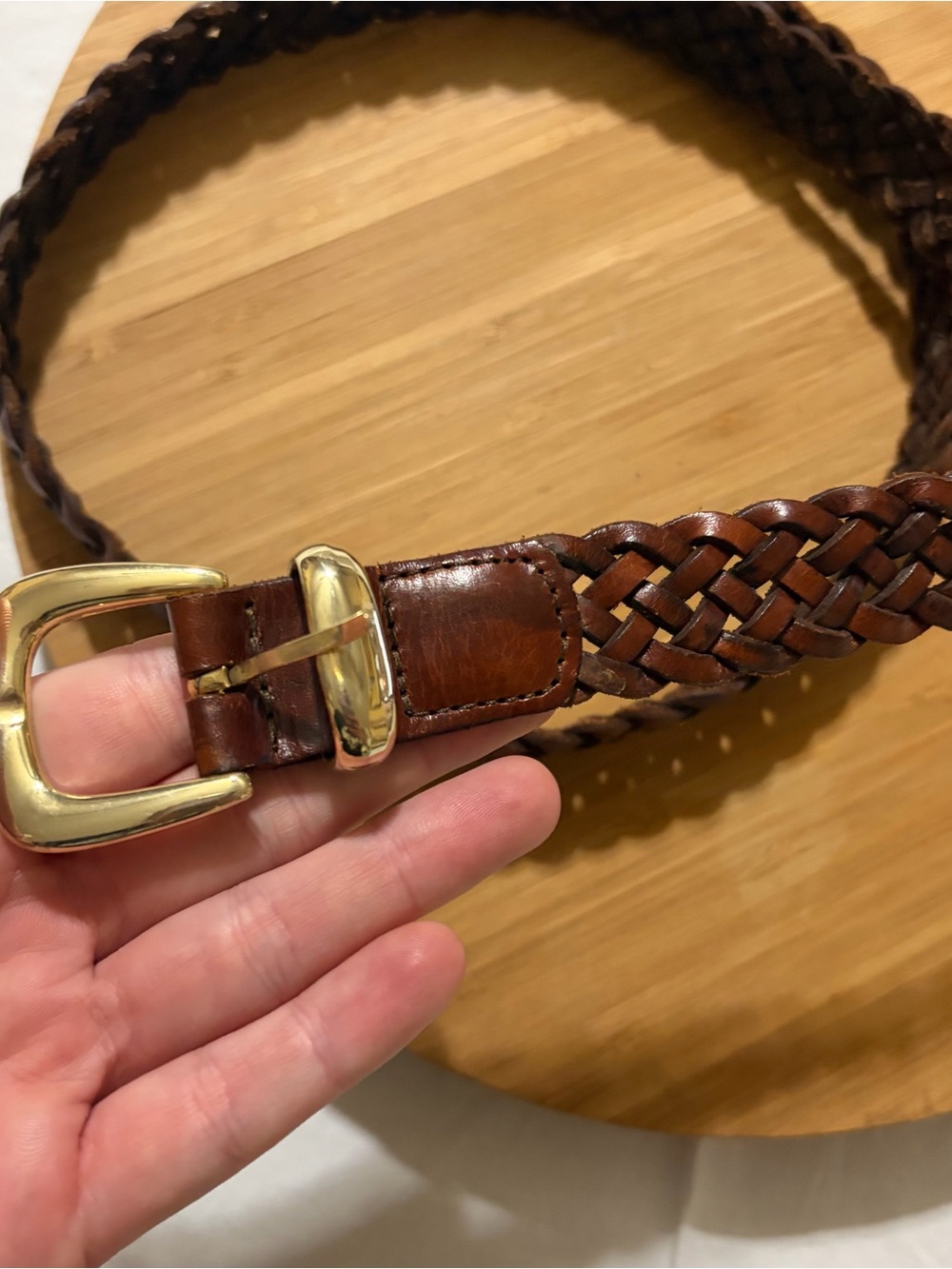 Braided leather belt 38